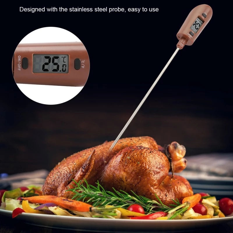 Digital Cooking Thermometer Double Use Silicone Scraper Spatula Safety Cooking Food Thermometer Baking Tool